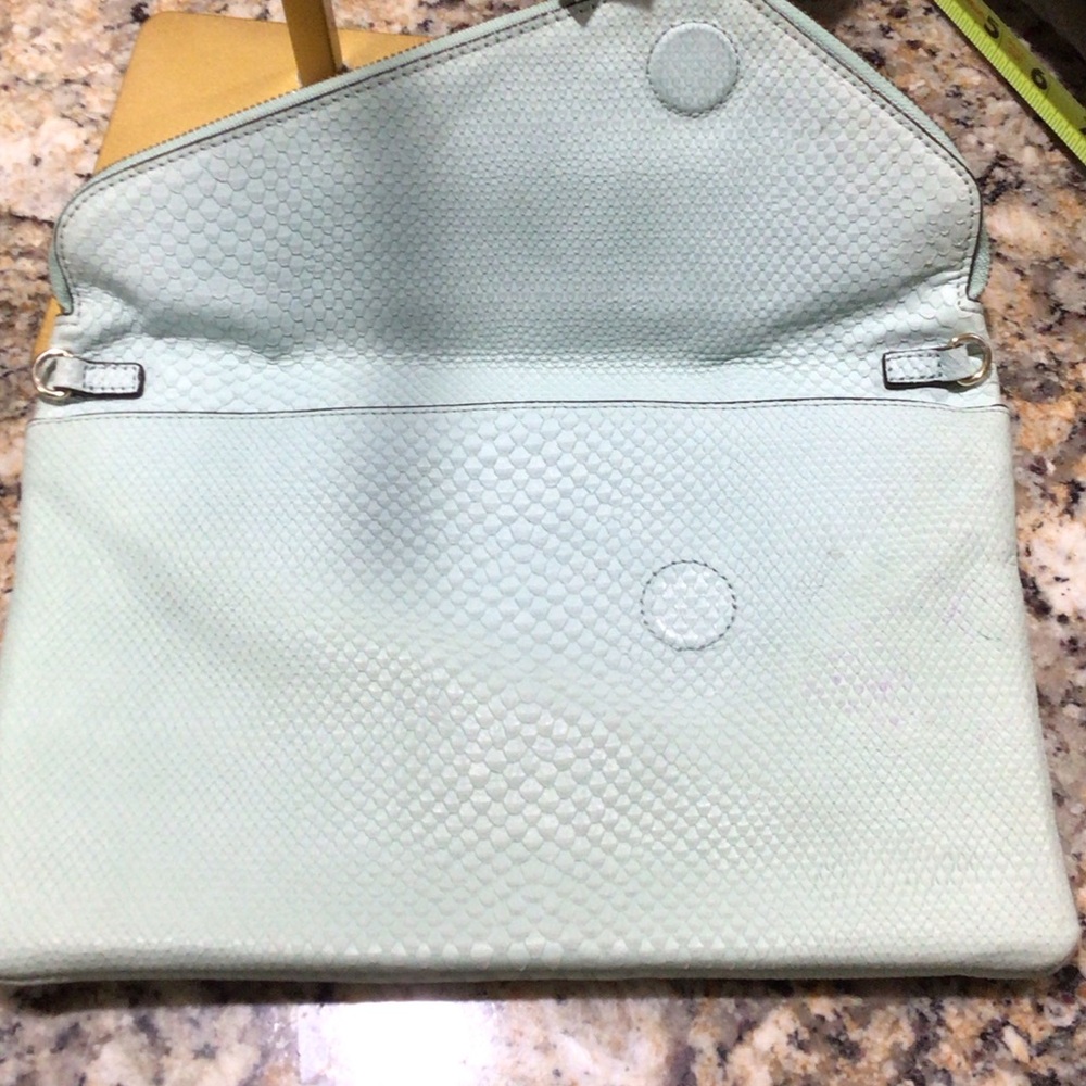 Henri Bendel Mint Green Clutch Bag D-ring to add crossbody strap - Picture 6 of 7